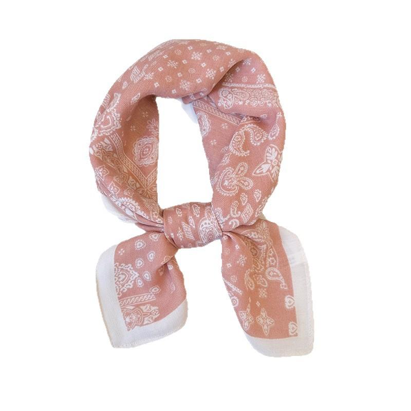 Korean ins style high-end cashew nut small square scarf women's 1116 new niche simple temperament versatile headscarf silk scarf