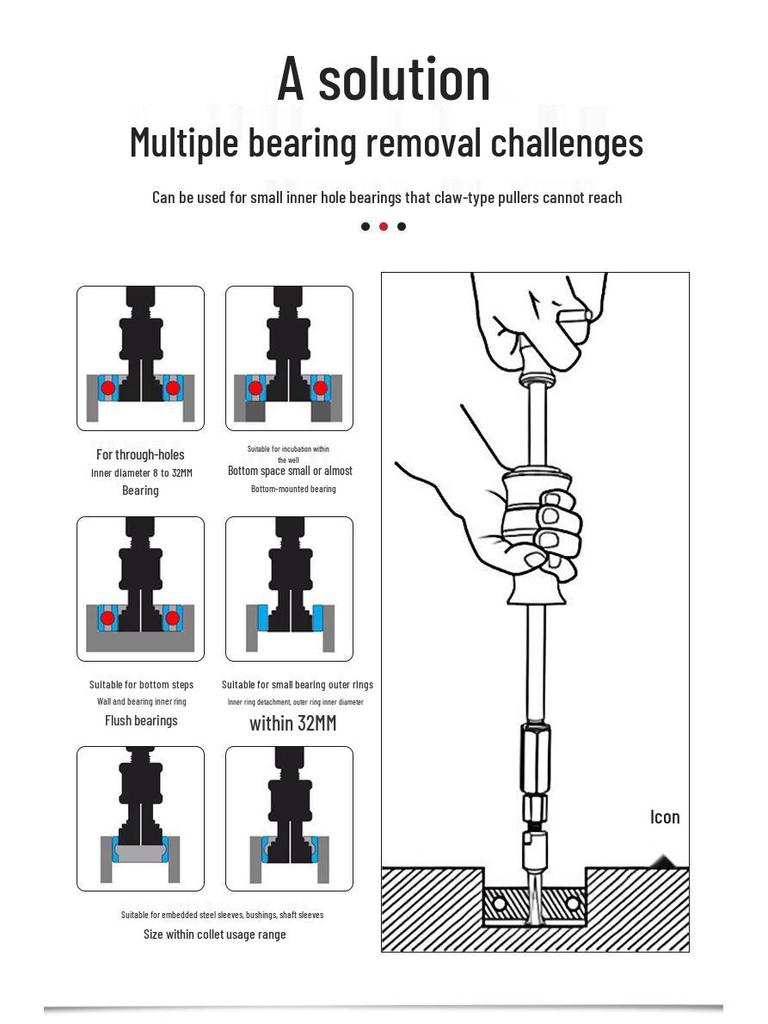 12-Piece Inner Hole Slide Hammer Bearing Removal Tool Set