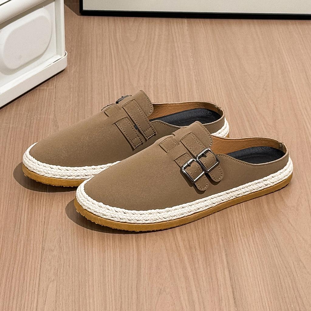 Platform Mules Man Open Back Casual Shoes Half Shoes For Men Backless Loafers Slippers Closed-Toe Slides Sandal Slip On Flats