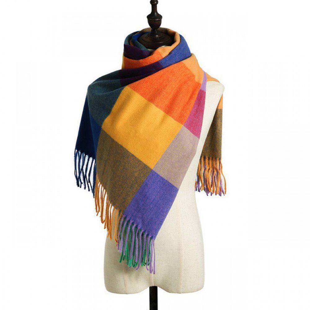 Bandana Pashmina Warm Shawl Wrap Women Plaid Scarf Korean Style Scarf Autumn Winter Shawl Scarf