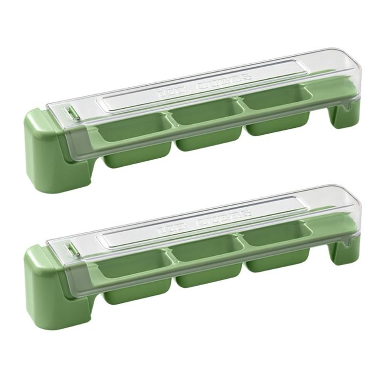

Set of 2 Ice Cubes Tray Ice Cubes Maker Rectangular Shape Ice Molds Ice Cubes Molds Plastic Texture for Drink Cocktails зелений