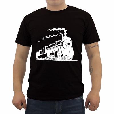 New Summer ONeck Cotton Fitness Tshirt Vintage Train TShirt Locomotive Old Steam Engine Print T Shirt Male Cool Tees Tops