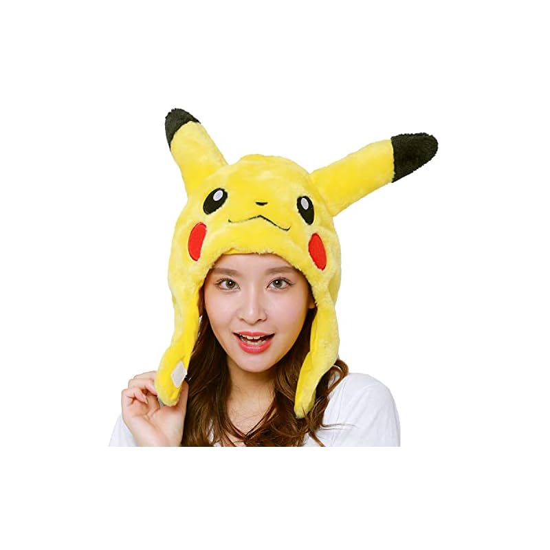 Sazac Fleece Kigurumi Cap, Pokémon Pikachu, TMY-027, One Size Fits All