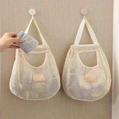 2-Pack Hanging Mesh Storage Bags - Lightweight Fabric Wall-Mounted Organizer for Underwear Socks - Includes Hooks, Door/Wardrobe Space Saver