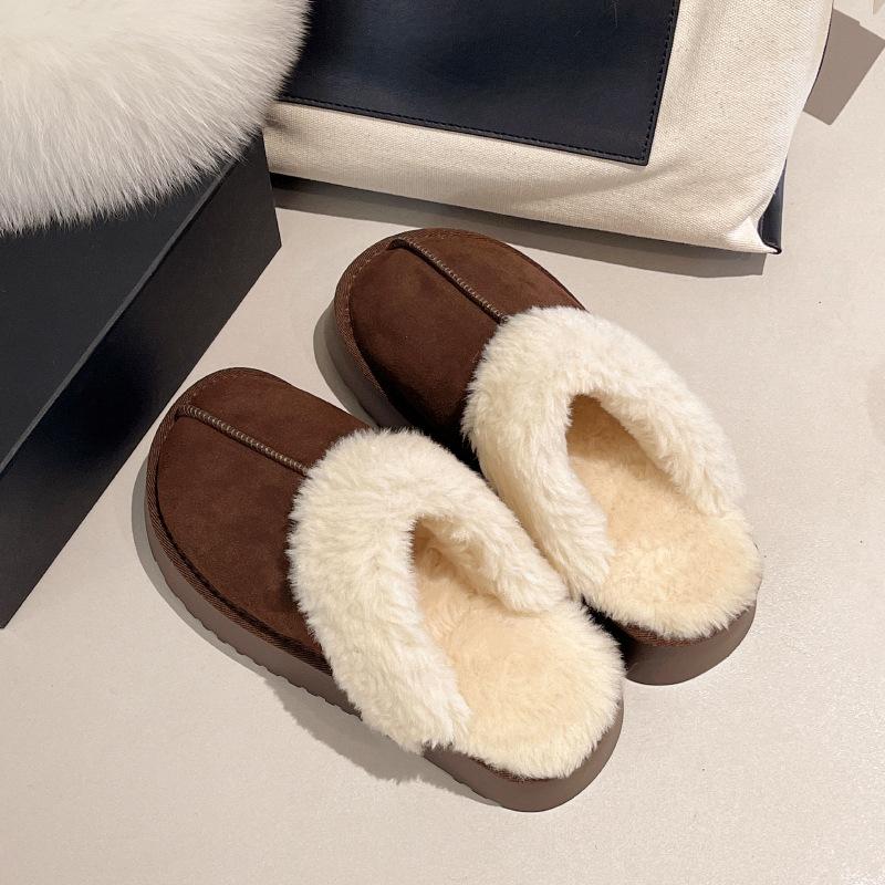 

Mao Mao slippers women s outer wear 2025 new autumn and winter fur integrated snow boots thick-soled piled cotton slippers 40 темно-коричневого кольору