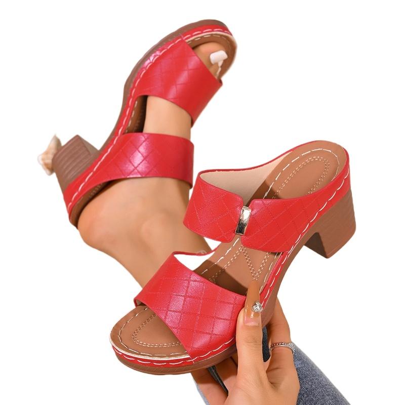 Casual Slingback Slides Shoes Women Summer Lightweight Hollow Sandals High Heels New Dress Chunky Open Toe Slippers Female