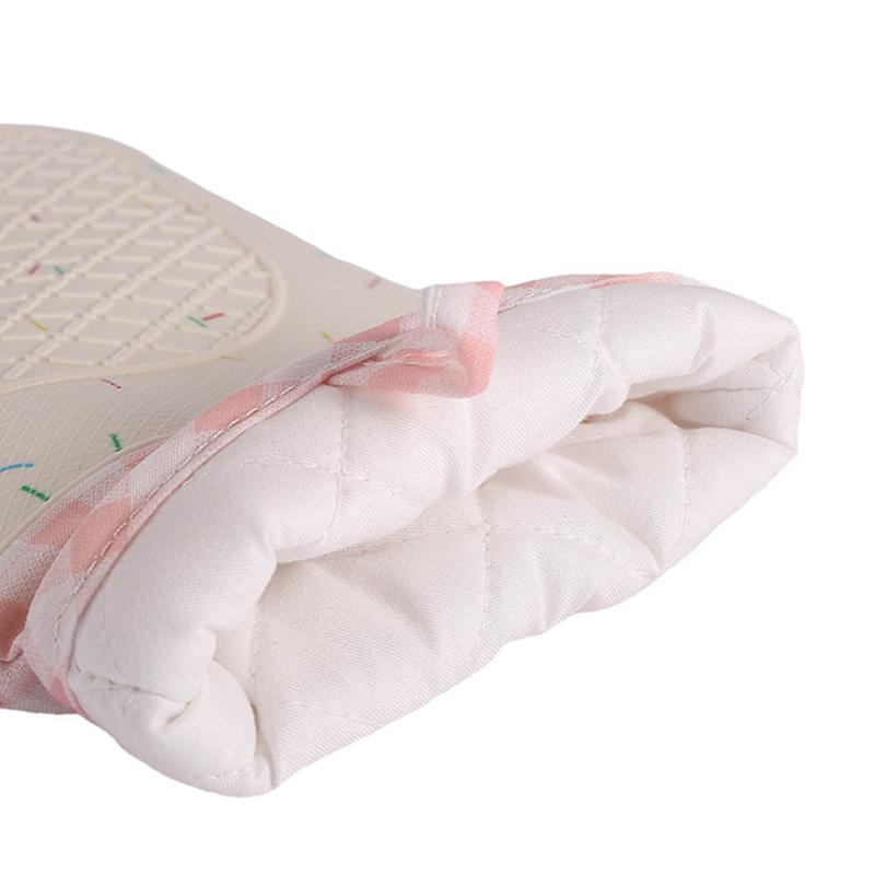 Non Slip Silicone Oven Mittens with Thick Cotton Liner for Cooking Baking Grilling, Heat Resistant Oven Mitts Flexible Gloves