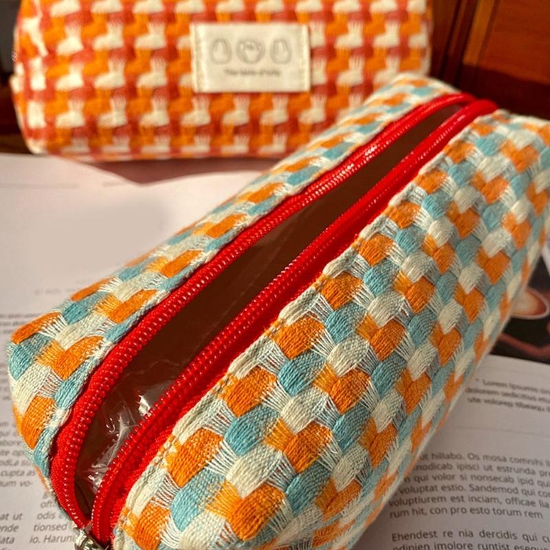 Woven Fabric Pencil Case Large Capacity Pencil Bag Multipurpose Pen Pouches for Students Women School Office Daily Use