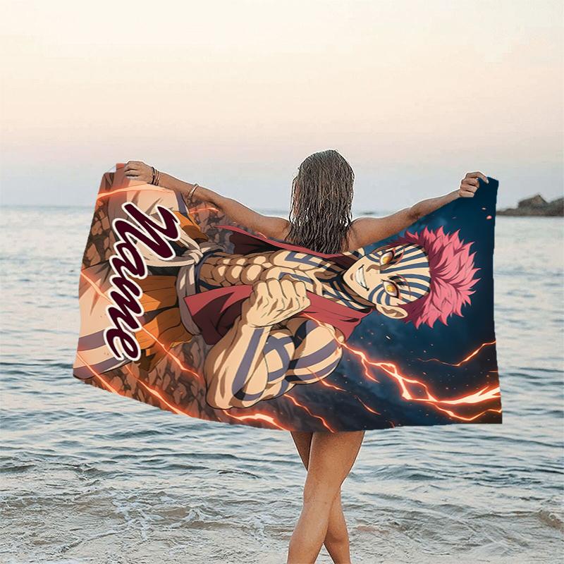 1pc Demon Slayer4 Beach Towel with Custom Name, Beach/Swimming/Bath/Picnic/Camping Towel, Suitable for Seaside Beaches