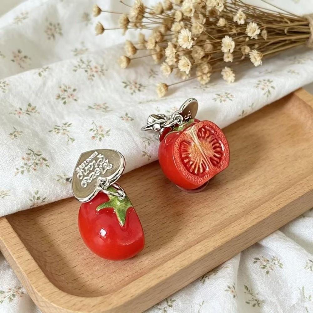 Vibrant Colors Fruit Key Chain Realistic 3D Resin Key Ring Tomato Bag Charm Backpack Decor