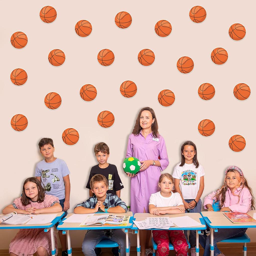 50 PCS Basketball Cutouts for Bulletin Board Decorations, Basketball Paper Cut-Outs for Classroom Bulletin Board School Office Wall Decor Sport Theme