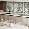 Self-adhesive vinyl panel with a pattern for the living room 120x60 cm. Floral pattern with ornaments.
