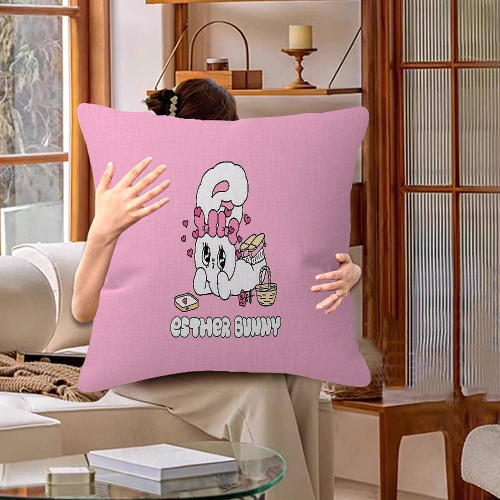 Esther-Bunny Room Maple Design Cushion Cover Happy Autumn Harvest Decor Holiday Decorati Pillow Cover