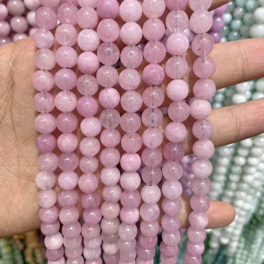 Optimierte Kunzit-Steine Glatte Runde Perlen für DIY Armband und Halskette Schmuckzubehör.