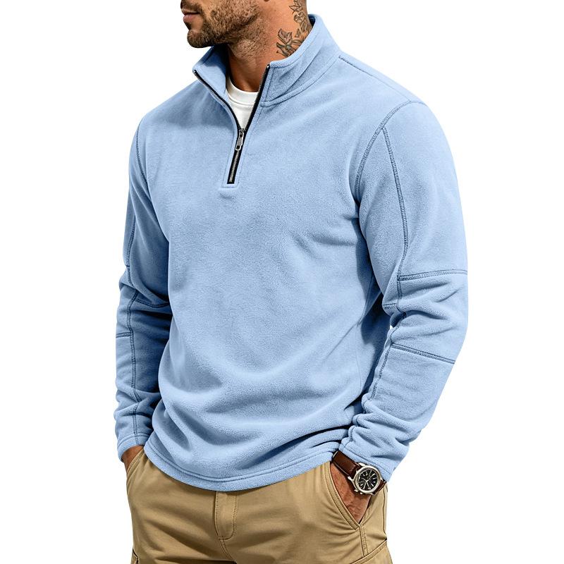 Men S Fleece Stand Collar Half Zip Long Sleeve Casual Sweatshirt