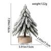 Mini Snowy Cedar Christmas Tree with Round Wood Base - Desktop Ornament