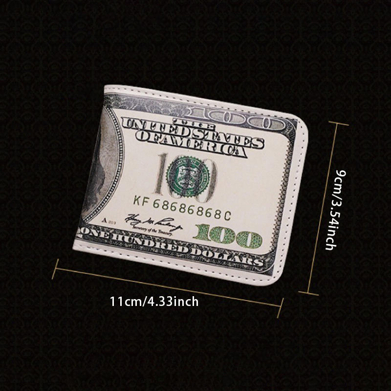 Men's Short Bifold Wallet Currency Pattern Design High Quality Multiple Card Slots Money Holder Compact Gift for Men