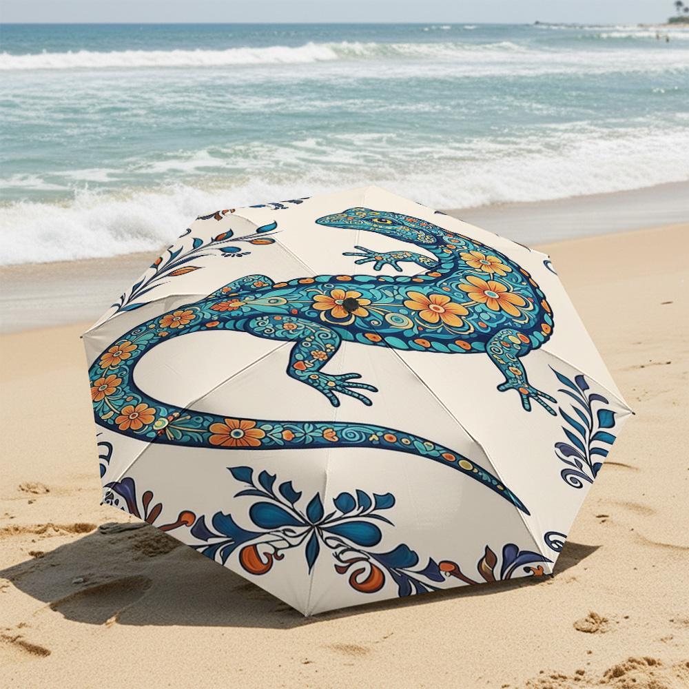 1 PC Automatic Folding Umbrella-Khokhloma Pattern, Portable & Foldable Design with 8 Ribs, Christmas Birthday Gifts
