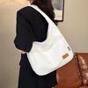 Solid Color Simple Design Sense Versatile Bag Hand Bag, College Student Class Shoulder Bag Large Capacity Tote Bag