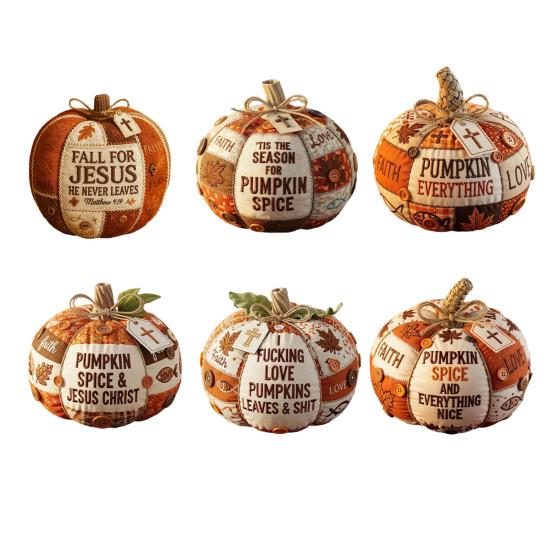 Fall Fabric Pumpkin Decor Rustic Thanksgiving Faux Pumpkin Tabletop Centerpiece with Buttons for Autumn Harvest Table Mantel Decor
