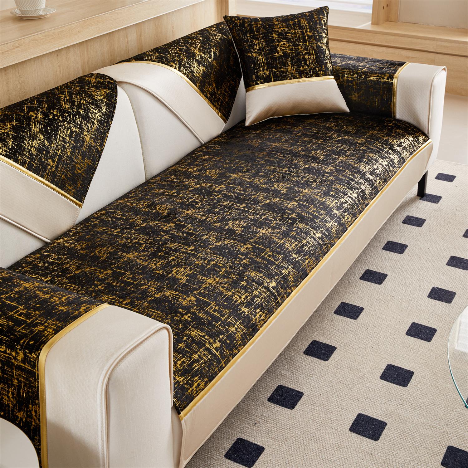 

1 шт. Чехол для дивана из бархата золотистого цвета премиум-класса с нескользящей подложкой - стильное решение для сидения в гостиной, полотенце для дивана 45X45cm Pillow Case чёрный