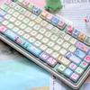 Childlike Keycaps Mda Pbt143 Key Hand-Painted Customized Diy Hi75 Cartoon Diy Pink White Keycaps