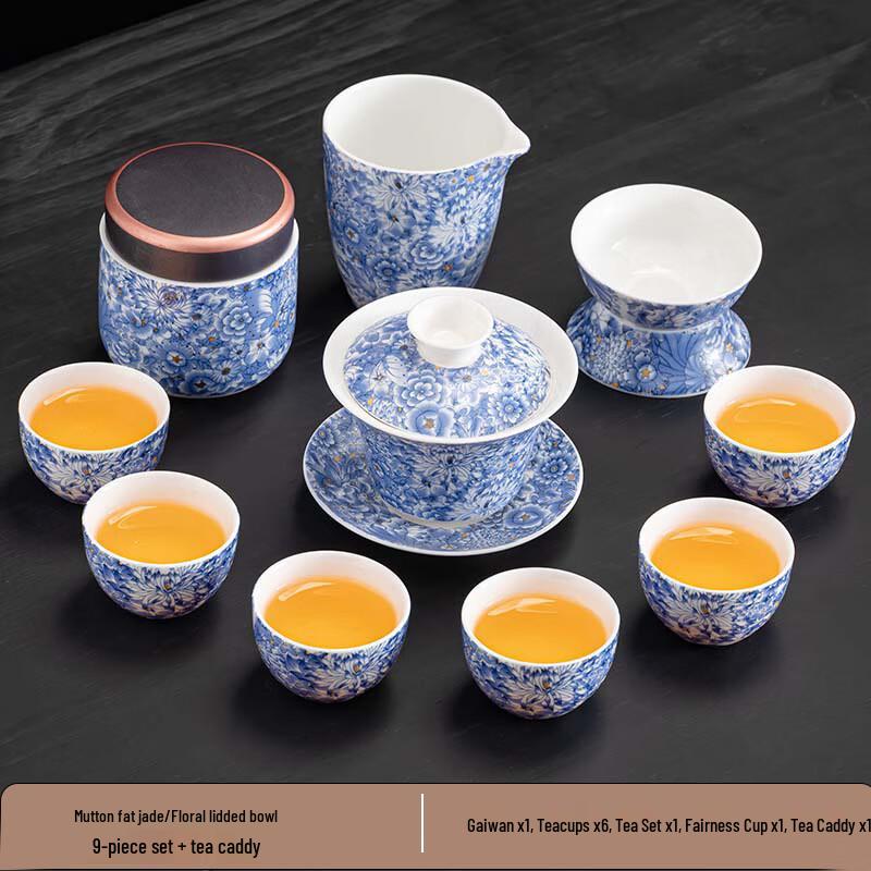 Chaxun Retro Floral White Ceramic Tea Set