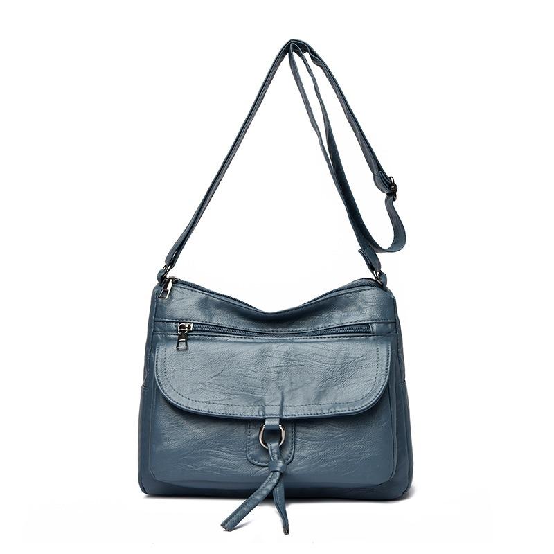 Women's bag Multi-pocket stylish and simple shoulder bag Casual light texture Large capacity messenger women's bag