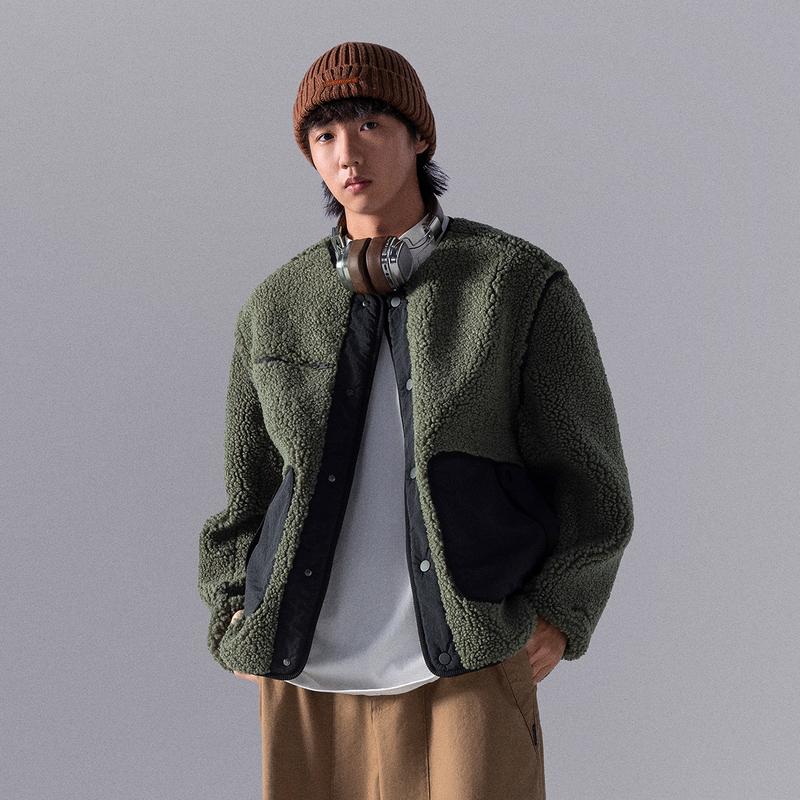 Li Ning CF Gât Rotund Un Singur Nasture Cald Mânecă Lungă Pulover Tricotat Bărbați pulover Luo-Yan-Verde AFDU911-1