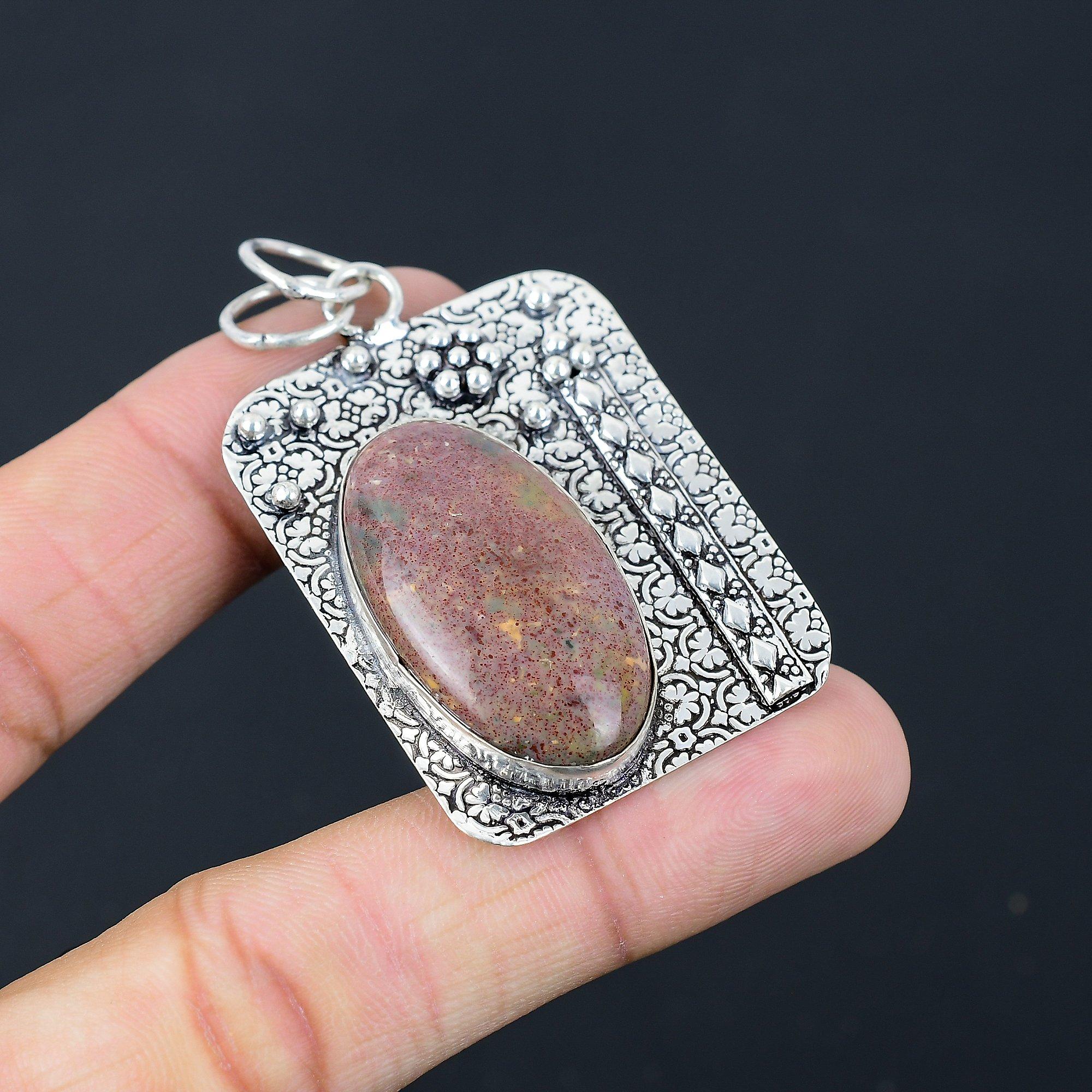 Friendship Day Deal 925 Silver Bloodstone Stone March Birth Wife Pendant Jewelry