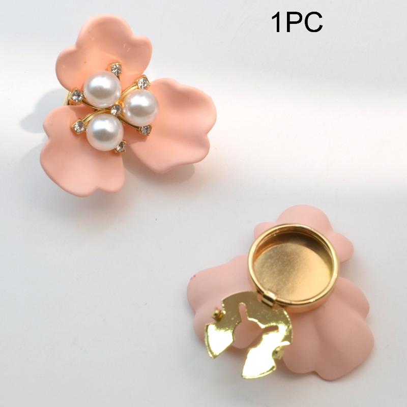 Three-petal Flower Pearl Cufflinks Button Cover Rhinestone Shirt Dress Sleeve Collar Clips For Women Decorative Jewelry Gift