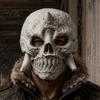 Retro Bone Mask Halloween Skeleton Mask, Horror Fanged Skull Distressed Large Eye Hole Full Face Cosplay for Costume Party Props Scary