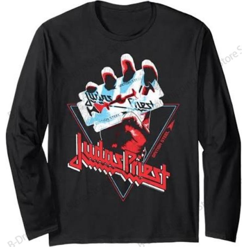 Herren Neues Rock Langarm-T-Shirt Judas Priest Band 3D-Druck T-Shirt Herren Damen Mode Hip Hop Oberteile T-Shirts Herrenbekleidung Y2k Hemd
