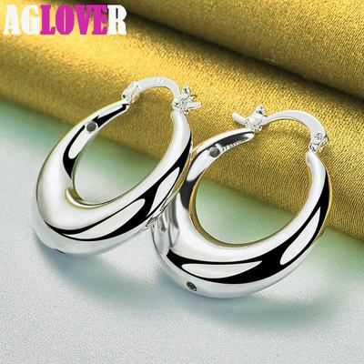 Gioielli con orecchini a cerchio grandi a forma di U liscia in argento sterling 925
