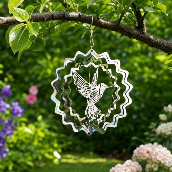 Stainless Steel Reflective Wind Spinners Outdoor Garden Decor Sparkly Wind Spinner Bird Devices