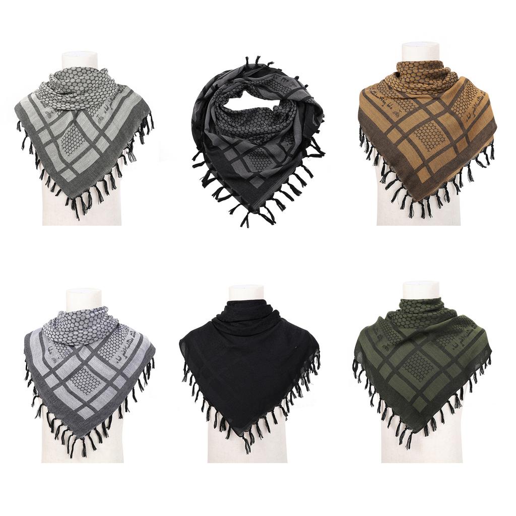Arab Scarf Jacquard Pattern Adult Tactically Shemagh Scarf Middle Eastern Style Keffiyeh Anti Uv Dustproof Arab Scarf