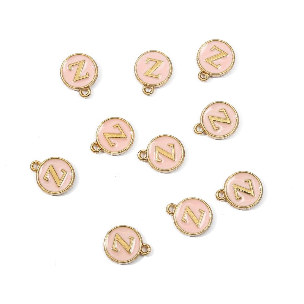 10Pcs 12x2.5mm Alphabet Double Face Charms Pendant Beads for Jewelry DIY Findings