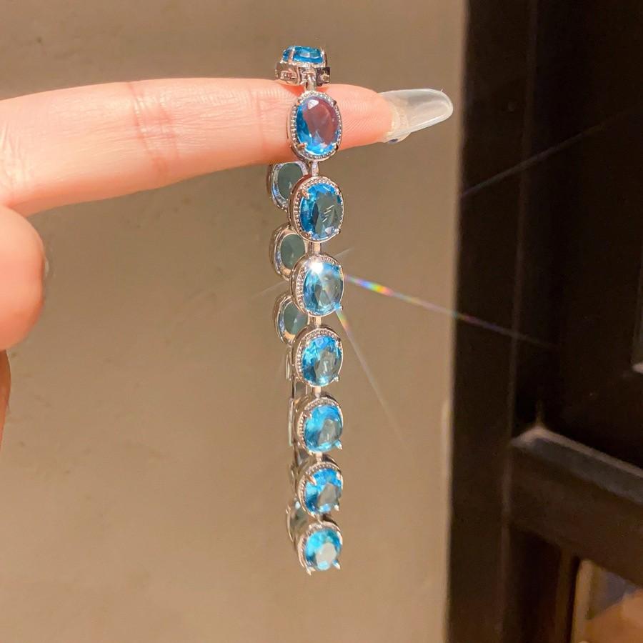 Zircon Oval Geometric Bracelet For Women Stylish Light Luxury Gift For Office And Casual