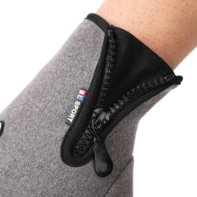 Warm Gloves Outdoor Cycling Gloves Men and Women's Sports Windproof and Cold Zipper Plus Velvet Autumn and Winter Touch Screen Gloves