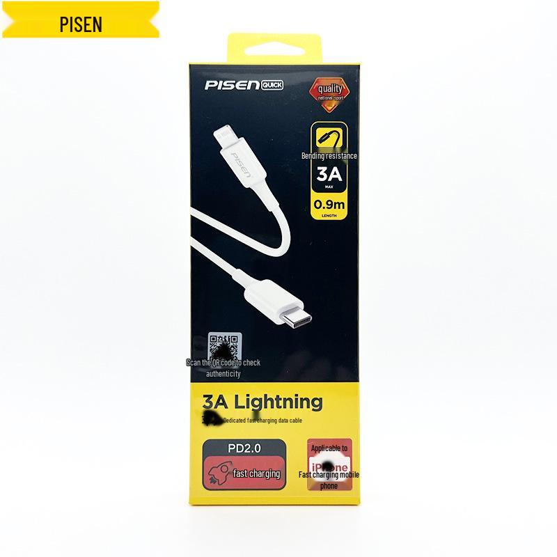 PISEN Fast Charging Cable for iPhone 12Max, 13Pro, 14Pro - 8th Gen, 20W Charger
