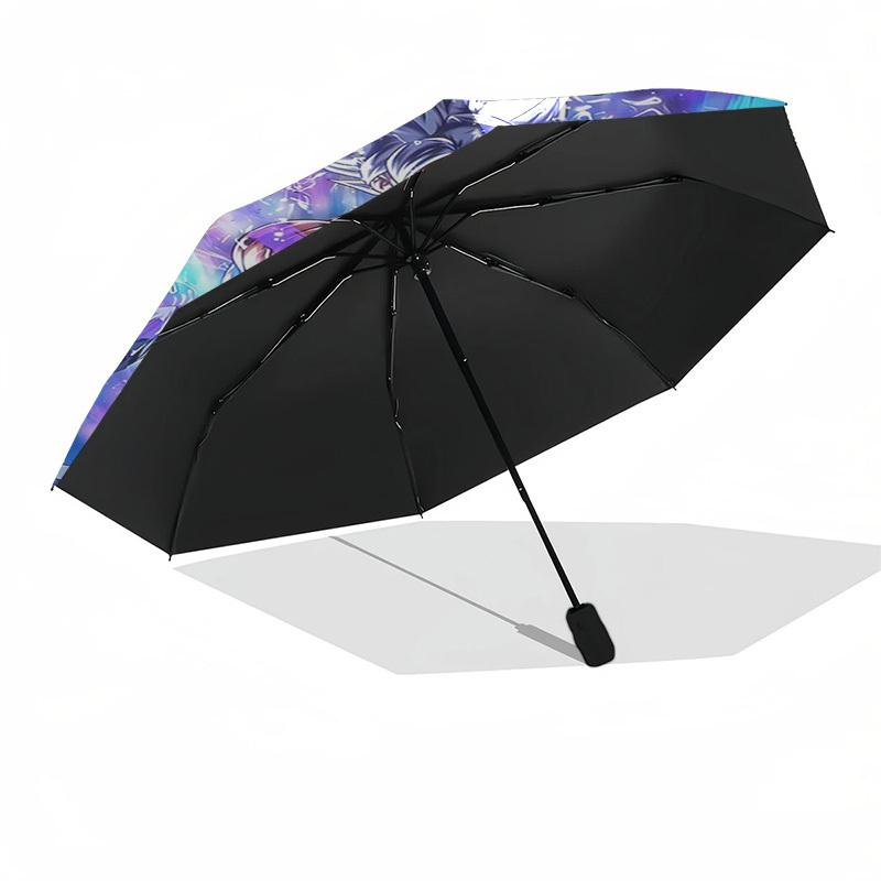 1pc Dragon Ball Z Goku Super Saiyan Blue Automatic Folding Umbrella Portable 3-Fold Design, 8-Bone Frame Outdoor Umbrella, Perfect Gift for Fans, Trav