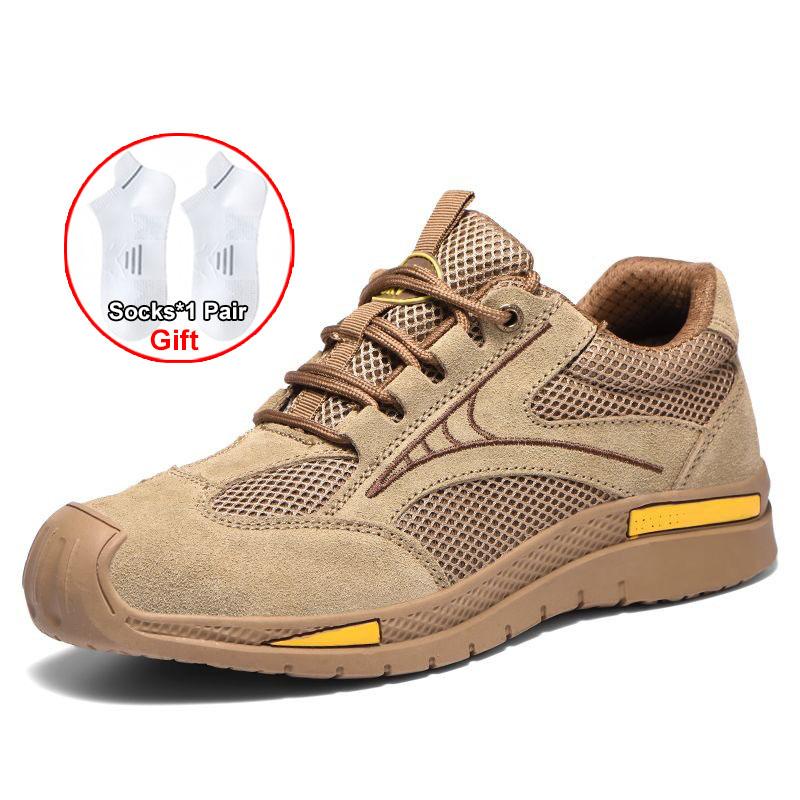 Oulylan Men Anti-smash Safety Footwear 6KV Insulated Anti Puncture Boots Steel Toe Protective Shoes Summer Lace Up Work Sneaker 37