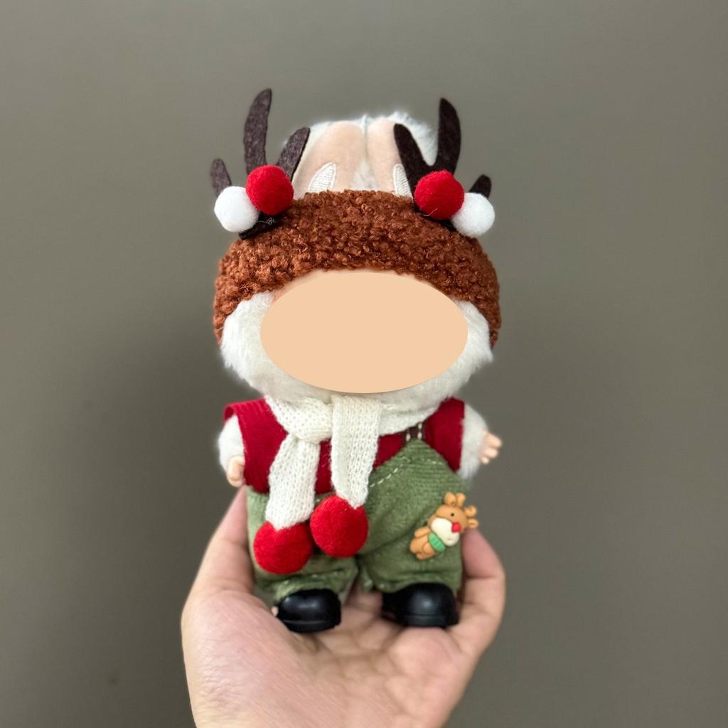 Only Clothes For 17Cm Labubu V1 V2 V3 Plush Idol Doll'S Clothing Christmas Red Santa Claus Sweater Hat Set Halloween Accessories