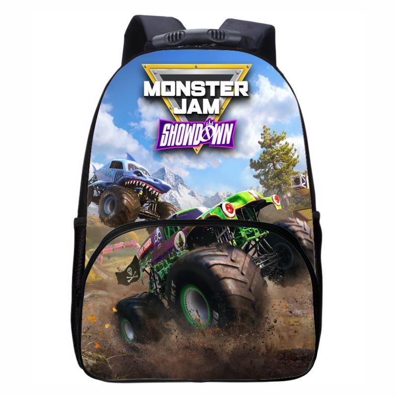 Monster Jam Truck, Round Front Bag Backpack for Primary, Secondary, and High School Students, Male and Female Backpacks