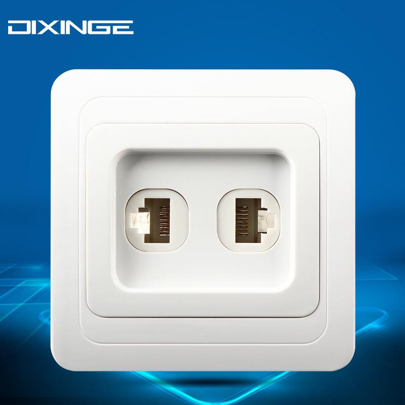European Style Dual Socket: Two-Gang Telephone & Computer ABS Wall Panel