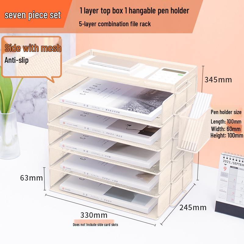 Multilayer A4 Metal Desktop File Organizer and Storage Rack Set for Office Supplies