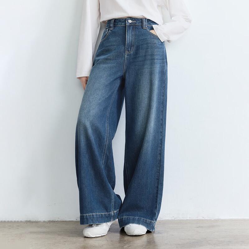 INMAN Women s Retro High-Waist Straight Wide-Leg Jeans 29