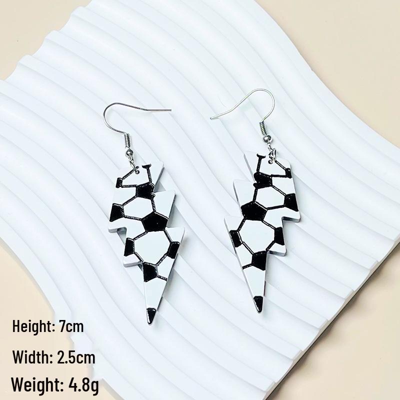 World Cup Football Lightning Earrings: Creative Acrylic Pendant Studs In Qatar-Inspired European American Style for Women