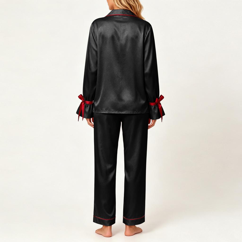 Women's Long Sleeve Top with Chest Pocket and Pants Casual Pajama Set