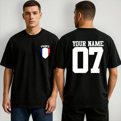Personalised Team France T-shirt Custom Name and Number Soccer Fans Tee Football Supporters Unisex Top